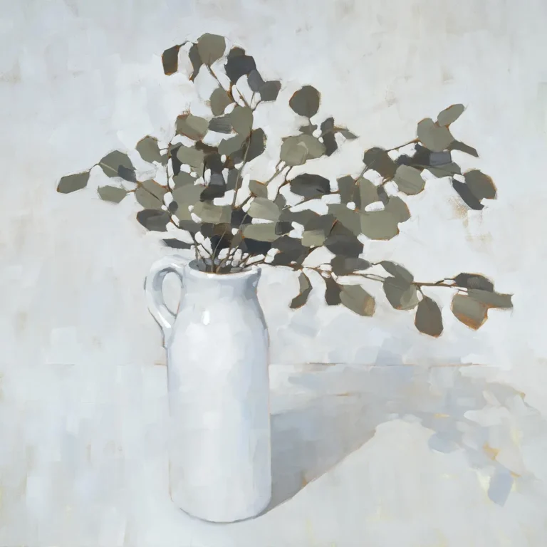 Leaves in a white jug