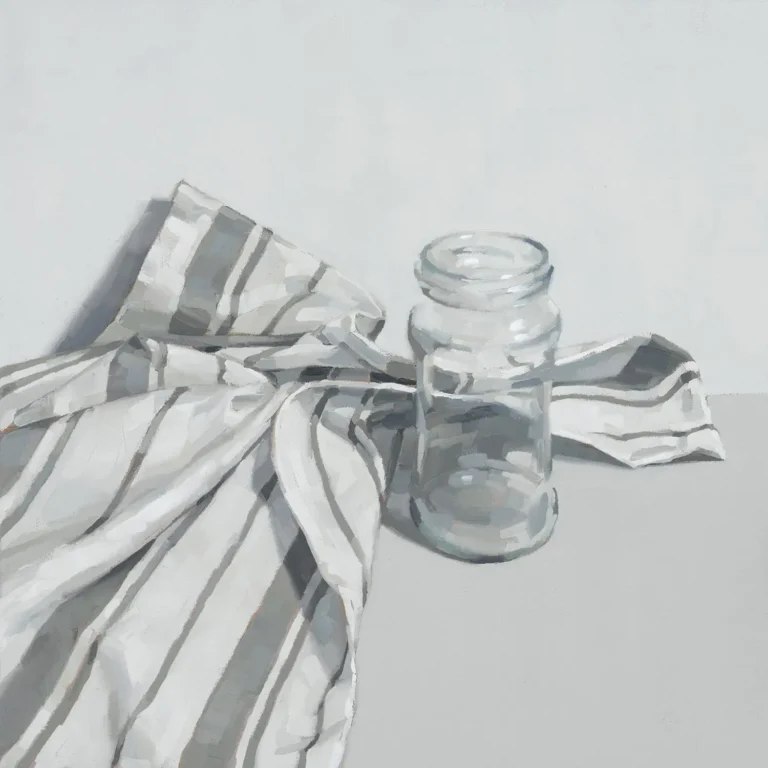 Striped teatowel with jar