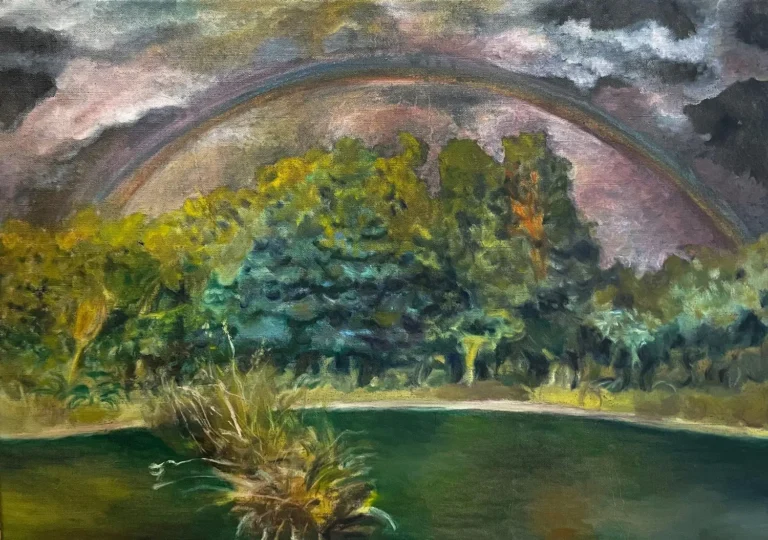 St Kilda pond with rainbow