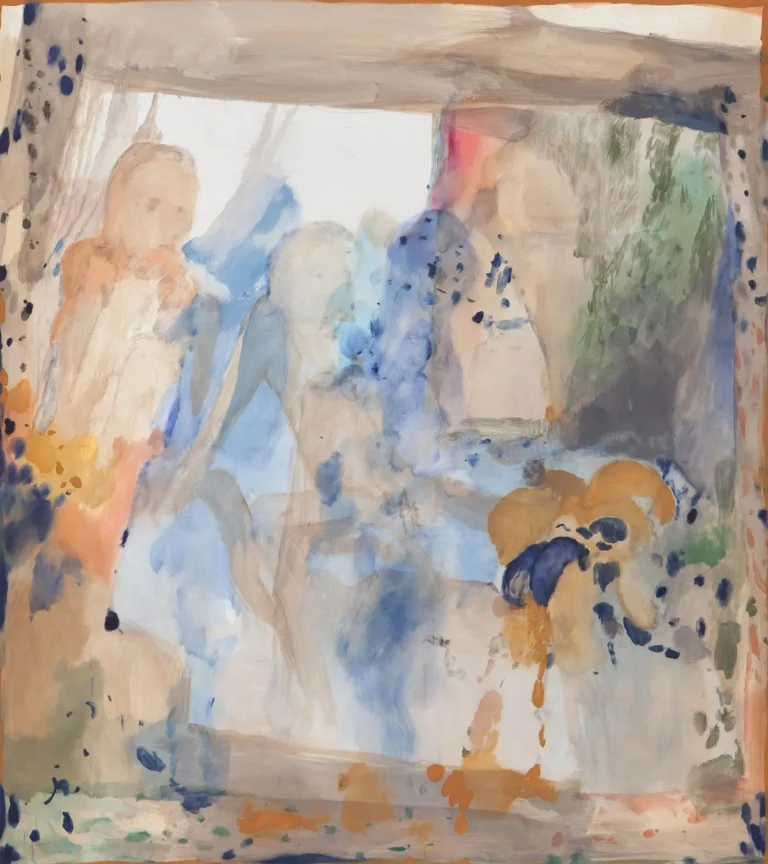 Yellow and blue interior with ghost flowers
