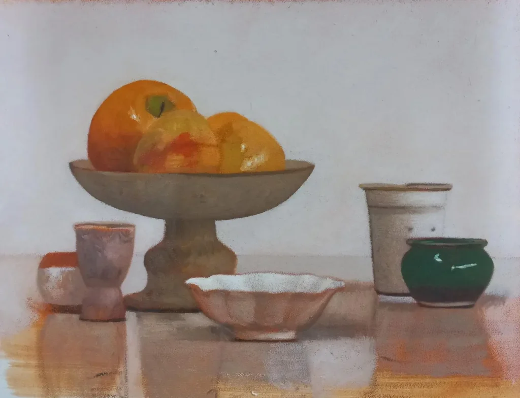 Still life Margaret Olley's ceramic fruit and cups