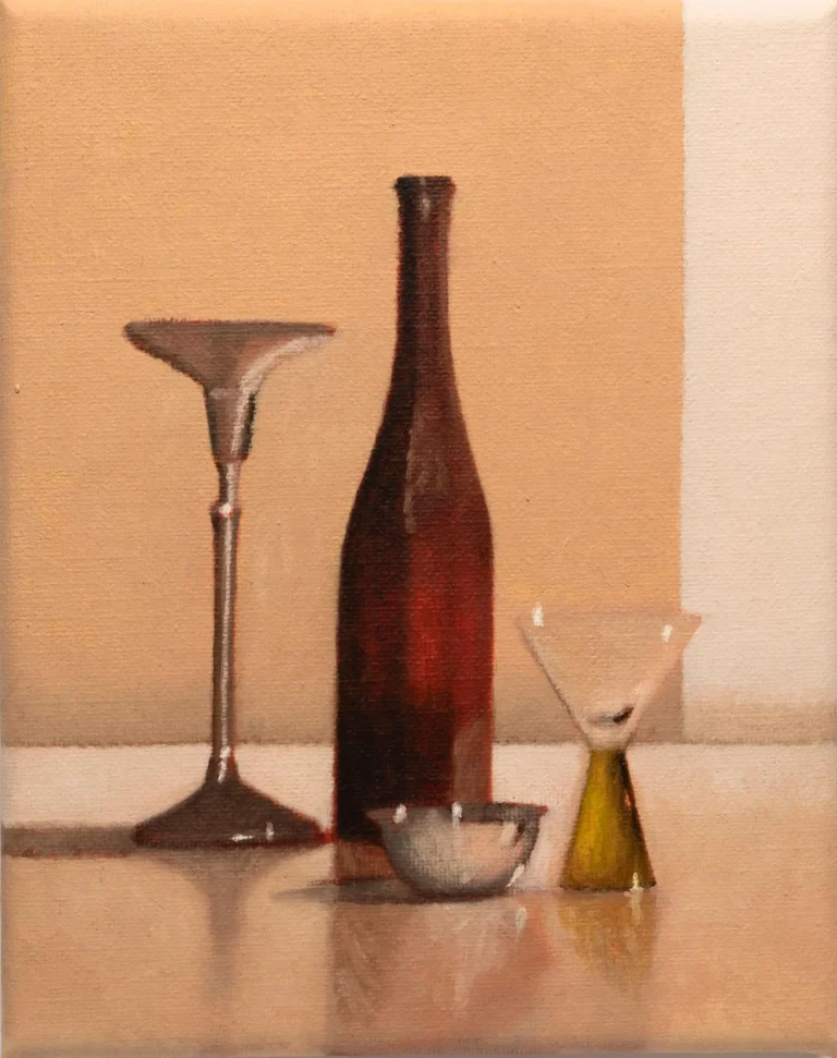 Composition with amber bottle