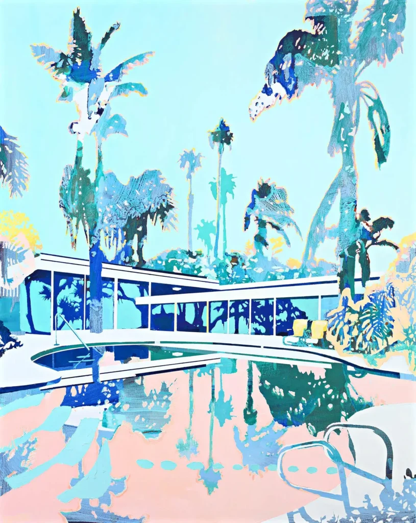 Twilight over pool