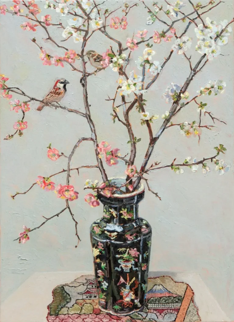 Sparrows and Japonica