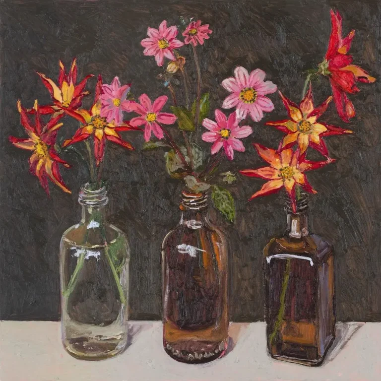 Dahlias in bottles
