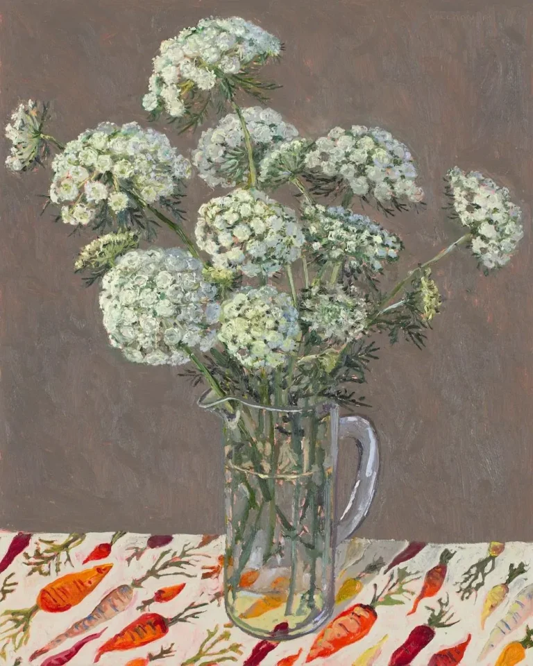Carrot flowers in plastic jug
