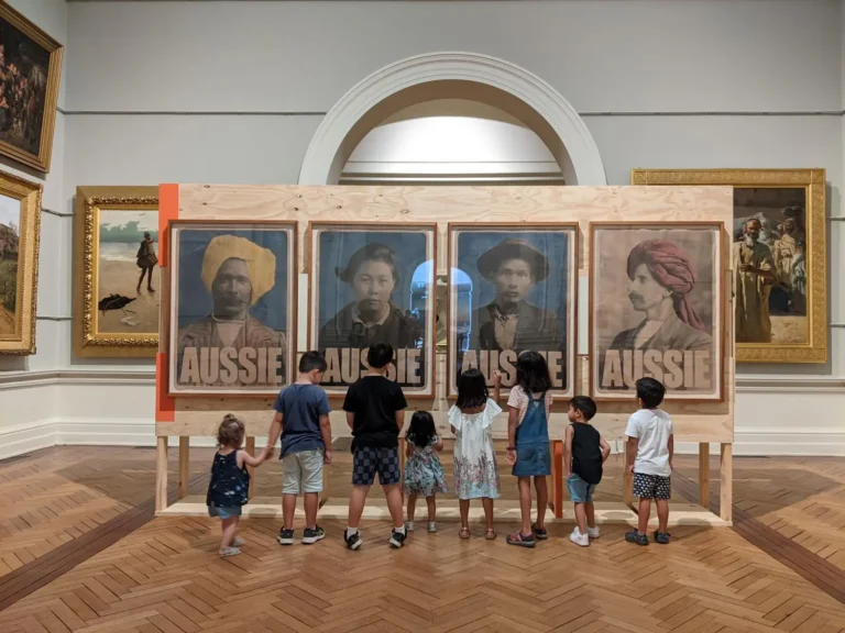 Installation view of Aussie posters in ‘Archie Plus’ exhibition at the Art Gallery of New South Wales 2020 - 2021
