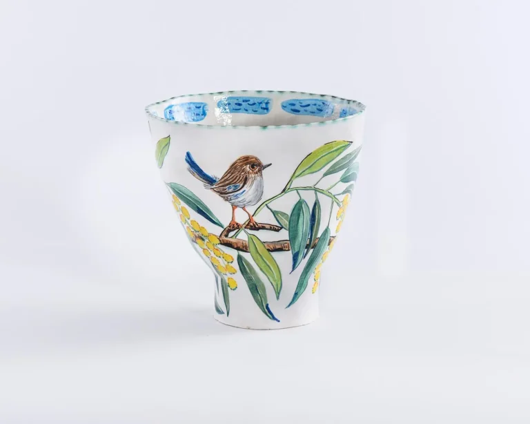 Wattle bowl with pardalotes