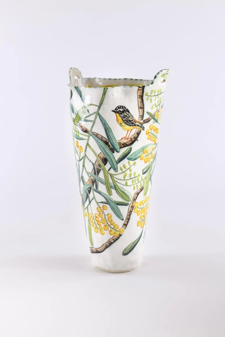 Royal park acacia and pardalote, tall vessel