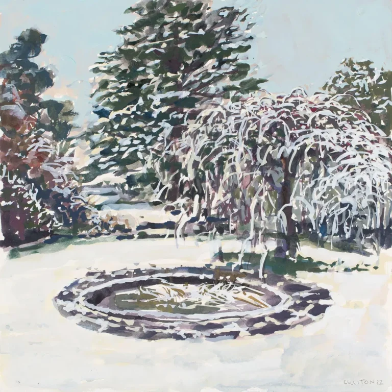 Weeping cherry, dusting of snow