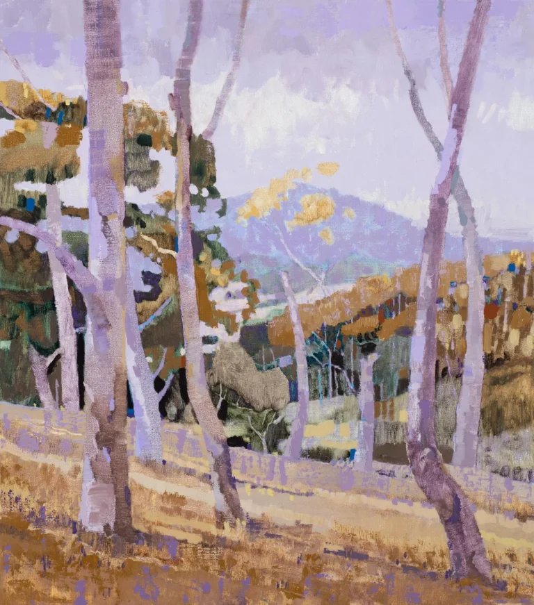 View of Mount Macedon through trees