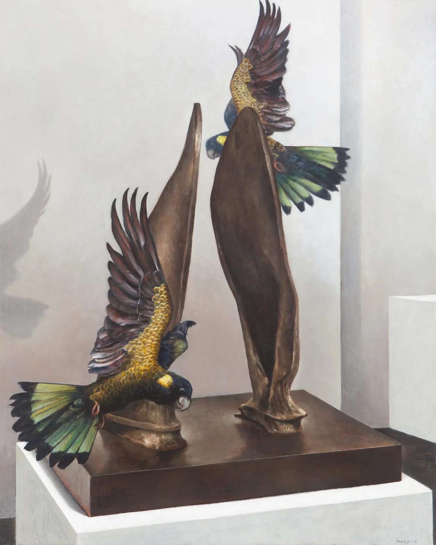 Sculptures and birds