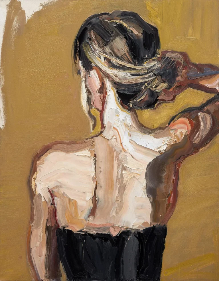 Figure holding hair