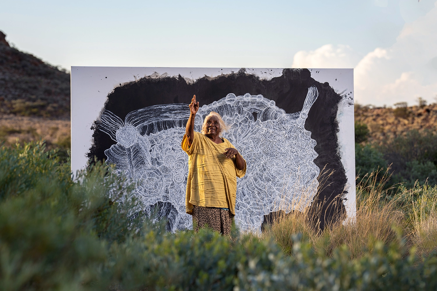Image credit: Betty Muffer photo by Rhett Hammerton. Image courtesy of Iwantja Arts.